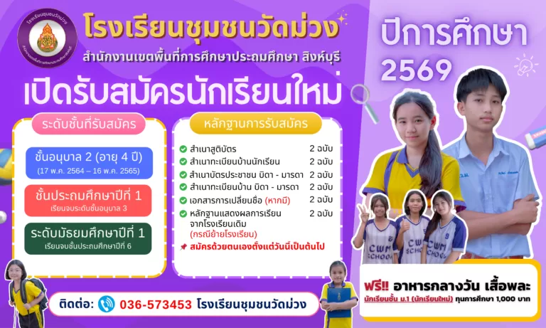 ป้ายรับสมัครนักเรียน 2569